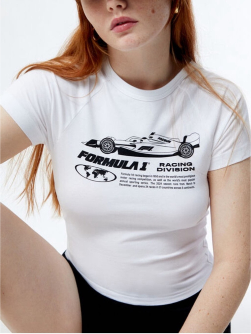 Formula 1 x PacSun Racing Car Raglan T-Shirt White Graphic Women’s Size Large
